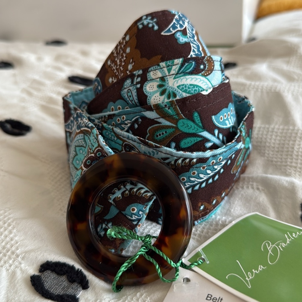 ✨NWT✨RETIRED Pattern Vera Bradley Java Blue Reversible Belt w/Turquoise Buckle